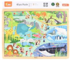 Viga Dřevěné puzzle ZOO 48 dílků