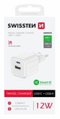 SWISSTEN síťový adaptér 12W 1× USB-C + 1× USB-A bílý (22071500)