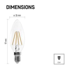 EMOS LED žiarovka Filament sviečka / E14 / 3,4 W (40 W) / 470 lm / teplá biela