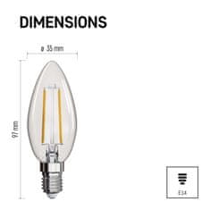 EMOS LED žiarovka Filament sviečka / E14 / 1,8 W (25 W) / 250 lm / neutrálna biela