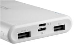 Canyon powerbanka PB-108W, 10000mAh Li-pol, Input 5V (MicroUSB/Lightning - Apple), Output 5V (2xUSB-A), biela