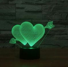 APT  ZD98E Nočná LED RGB lampička 3D srdca