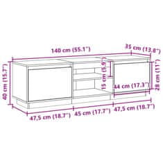 Vidaxl TV skrinka voskovohnedá 140x35x40 cm masívna borovica