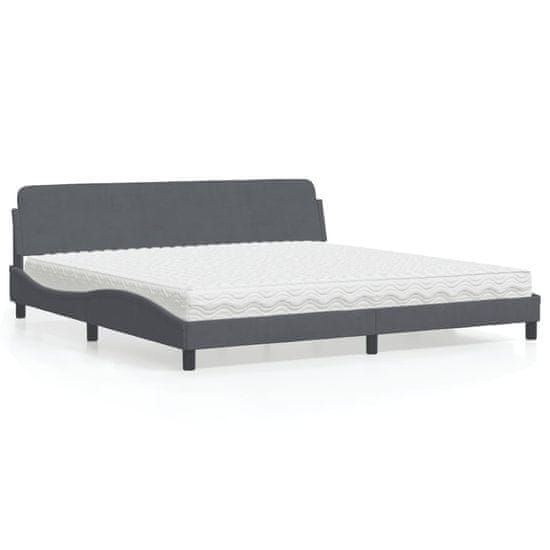 shumee Posteľný rám boxspring s matracom tmavosivý 200x200 cm zamat