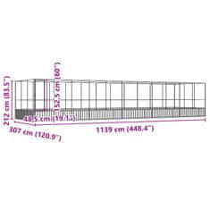 Petromila vidaXL Voliéra s nadstavcom strieborná 1139x307x212 cm oceľ