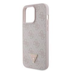 Guess Kryt na mobil 4G Strass Triangle Metal Logo na Apple iPhone 15 Pro Max - růžový