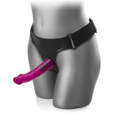XSARA Strap-on gelový plný elastický penis kožená tanga nastavitelný pás - 71787008 