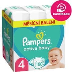 Pampers Active Baby Plienky jednorazové 4 (9-14 kg) 180 ks - MESAČNÁ ZÁSOBA