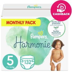 Pampers Harmonie Plienky jednorazové 5 (11-16 kg) 132 ks - MESAČNÁ ZÁSOBA