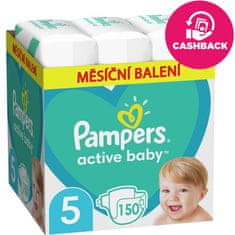 Pampers Active Baby Plienky jednorazové 5 (11-16 kg) 150 ks - MESAČNÁ ZÁSOBA