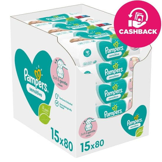 Pampers Sensitive Obrúsky vlhčené 15 balení = 1200 ks