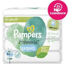 Pampers Harmonie Aqua vlhčené obrúsky Plastic Free 4x48 ks = 192 ks