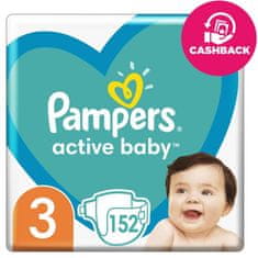 Pampers Active Baby Plienky jednorazové 3 (6-10 kg) 152 ks - MEGA PACK