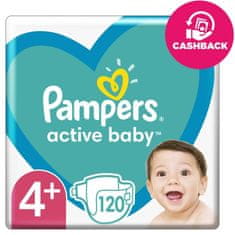 Pampers Active Baby Plienky jednorazové 4+ (10-15 kg) 120 ks - MEGA PACK