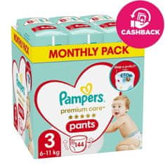 Pampers Premium Care Nohavičky plienkové veľ. 3 (6-11 kg) 144 ks