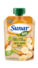 Sunar BIO ovocná kapsička jablko, banán, mrkva 4m+, 100 g