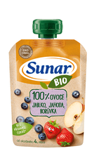 Sunar 12x BIO ovocná kapsička jablko, jahoda, čučoriedka 4m+, 100 g