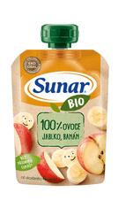 Sunar BIO ovocná kapsička jablko, banán 4m+, 100 g