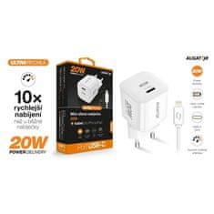 Aligator Nabíječka do sítě Power Delivery 20W, USB-C + kabel pro Apple - bílá