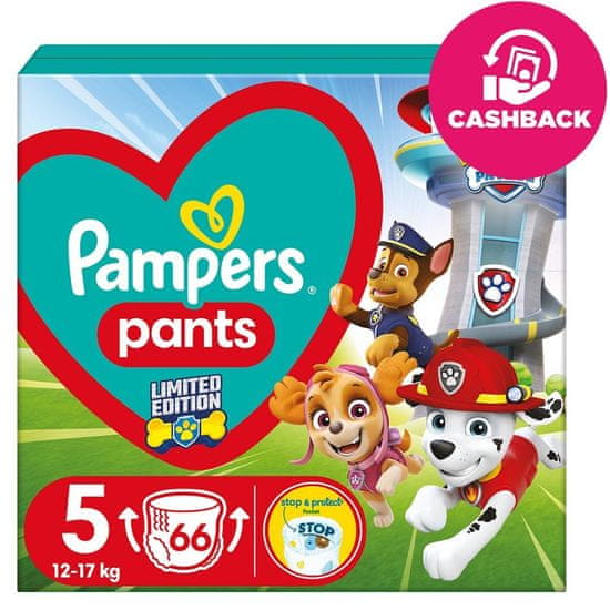 Pampers Plienky nohavičkové Active Baby Pants Paw Patrol veľ. 5 (12-17 kg) 66 ks