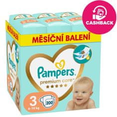 Pampers Plienky jednorázové Premium Care veľ. 3 (200 ks) 6-10 kg - mesačné balenie