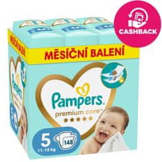 Pampers Plienky jednorázové Premium Care veľ. 5 (148 ks) 11-16 kg - mesačné balenie