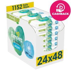 Pampers Obrúsky vlhčené Harmonie Aqua Plastic Free 24x48 ks