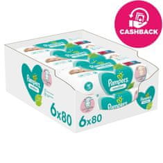 Pampers Sensitive XXL Vlhčené obrúsky 6x80 ks