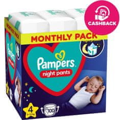 Pampers Night Pants Nohavičky plienkové jednorazové 4 (9-15 kg) 100 ks - MESAČNÁ ZÁSOBA