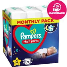 Pampers Night Pants Nohavičky plienkové jednorazové 6 (15 kg+) 76 ks - MESAČNÁ ZÁSOBA