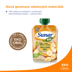 Sunar BIO ovocná kapsička jablko, banán, mrkva 4m+, 100 g