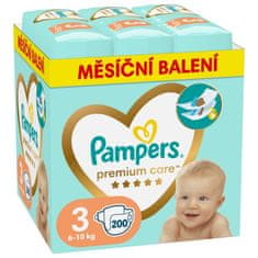 Pampers Plienky jednorázové Premium Care veľ. 3 (200 ks) 6-10 kg - mesačné balenie