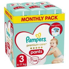 Pampers Premium Care Nohavičky plienkové veľ. 3 (6-11 kg) 144 ks