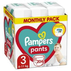 Pampers Pants Nohavičky plienkové jednorázové 3 (6-11 kg) 204 ks - MESAČNÁ ZÁSOBA