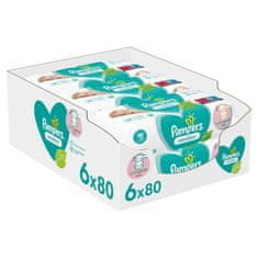 Pampers Sensitive XXL Vlhčené obrúsky 6x80 ks