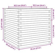 Vidaxl Záhradný kvetináč voskovohnedý 70x70x68,5 cm masívna borovica