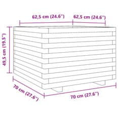 Petromila vidaXL Záhradný kvetináč biely 70x70x49,5 cm borovicový masív