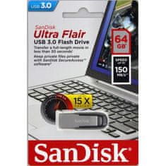 SanDisk Ultra Flair/64GB/USB 3.0/USB-A/Čierna