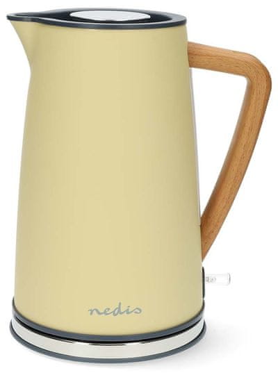 Nedis rýchlovarná kanvica KAWK510EYW/ objem 1,7 l/ Soft-Touch/ 1850 - 2200 W/ nerezová oceľ/ žltá