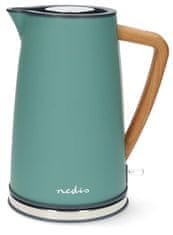 Nedis rýchlovarná kanvica KAWK510EGN/ objem 1,7 l/ Soft-Touch/ 1850 - 2200 W/ nerezová oceľ/ zelená