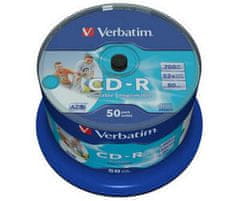 VERBATIM Médium CD-R 700MB 80min 52x Crystal WIDE Printable 50-cake