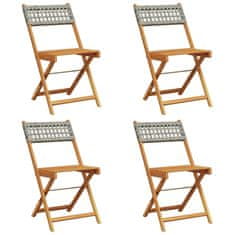 Petromila vidaXL Skladacie záhradné stoličky 4 ks sivé polyratan a masívne drevo