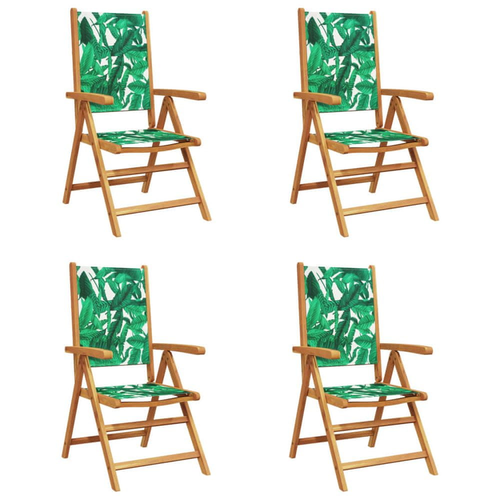 Vidaxl Sklápacie záhradné stoličky 4 ks zelená látka a masívne drevo
