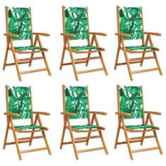 Petromila vidaXL Sklápacie záhradné stoličky 6 ks zelená látka a masívne drevo
