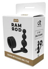 Dreamtoys RAMROD Cockring Beaded Anal Plug, análny kolík s krúžkom