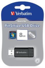 VERBATIM Store &#39;n&#39; Go PinStripe 8GB - USB Flash Disk, čierny 49062