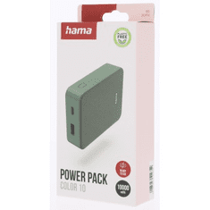 HAMA Colour 10, powerbanka 10000 mAh, 3 A, výstup: USB-C, USB-A, zelená