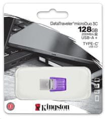 Kingston DataTraveler MicroDuo 3C/128GB/USB 3.2/USB-A + USB-C/Fialová