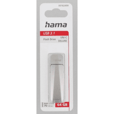 HAMA USB flash disk USB Uni-C Deluxe, USB-C 3.1, 64 GB, 70 MB/s