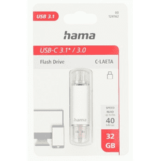 HAMA Flashdisk Flash Pen Laeta, 32 GB, 40 MB/s, strieborný